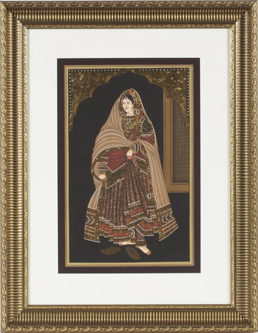 Indian Queen Painting With Semi Precious Stones