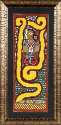 Madhubani Painting The Snake And The Lady By Baua Devi