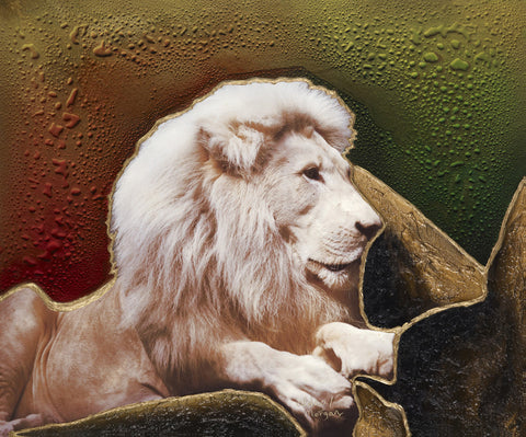 Lion Original Fine Arts Painting By Jeurgen Aldag - Turmeric Art