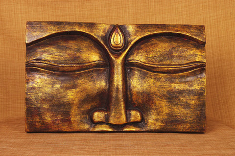 Buddha Large Face Panel in Red Gold WP031 - Turmeric Art