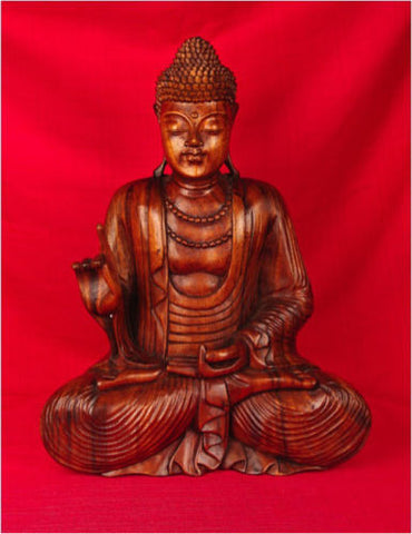 Buddha Sitting IV in Teak MK030-T - Turmeric Art