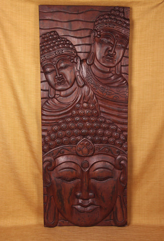Buddha Three Head Vertical Panel WP002 - Turmeric Art