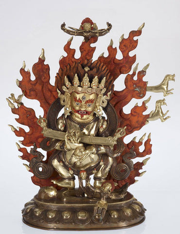 Gold 24K Layered With Precious Stones Mahakala Buddhist God - Turmeric Art - 1