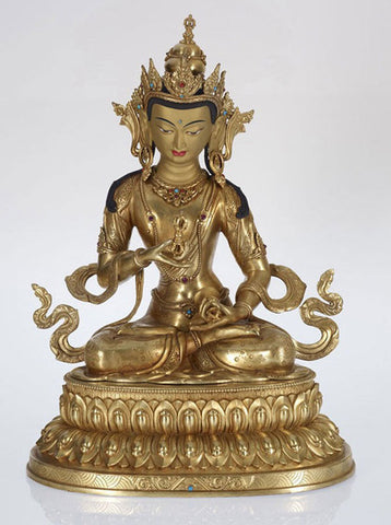 Gold 24K Layered With Precious Stones Bodhisatva Vajrastava Sculpture - Turmeric Art - 1