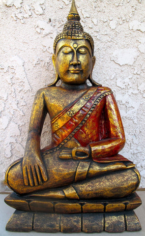 Meditating Buddha Antique Finish With Pedestal WC023-RG - Turmeric Art