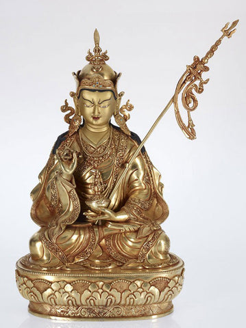 Gold 24K Layered With Precious Stones Padmasambhva Buddhist God - Turmeric Art