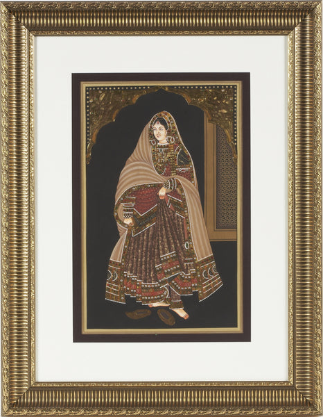 Indian Queen Painting With Semi Precious Stones