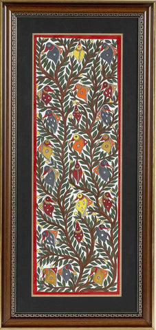 Madhubani Painting Pair Exotic Birds By Baua Devi  Framed 17 x 36 inch (Free Shipping)