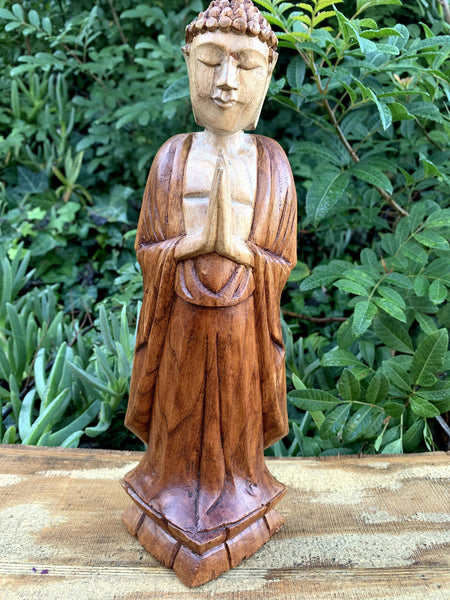 Meditating Buddha Standing with folded hands height 12 inch x wide 4 inch x Depth 3 inches