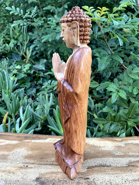 Meditating Buddha Standing with folded hands height 12 inch x wide 4 inch x Depth 3 inches