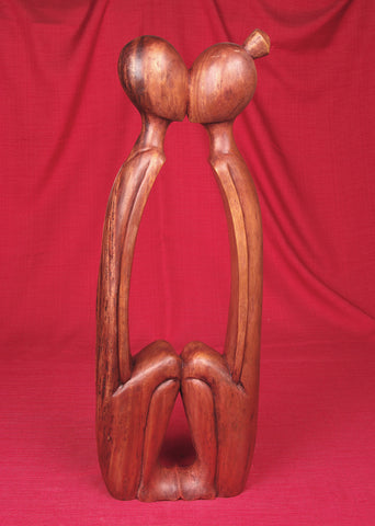 Kissing Couple  Wood Sculpture
