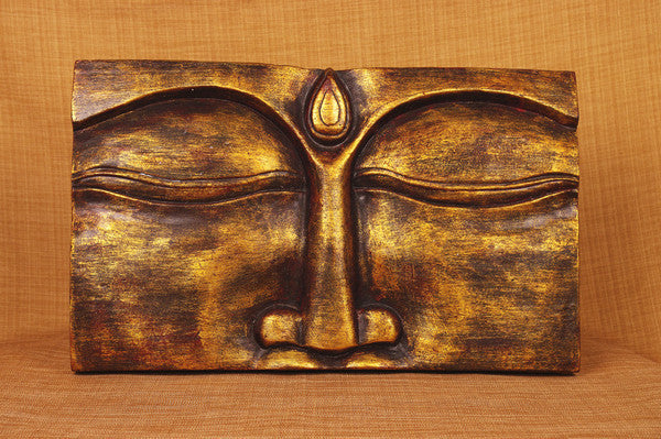Buddha Large Face Panel in Red Gold WP031 - Turmeric Art