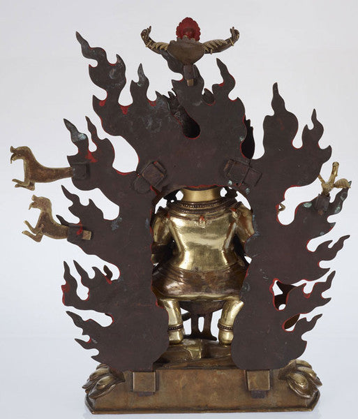 Gold 24K Layered With Precious Stones Mahakala Buddhist God - Turmeric Art - 2