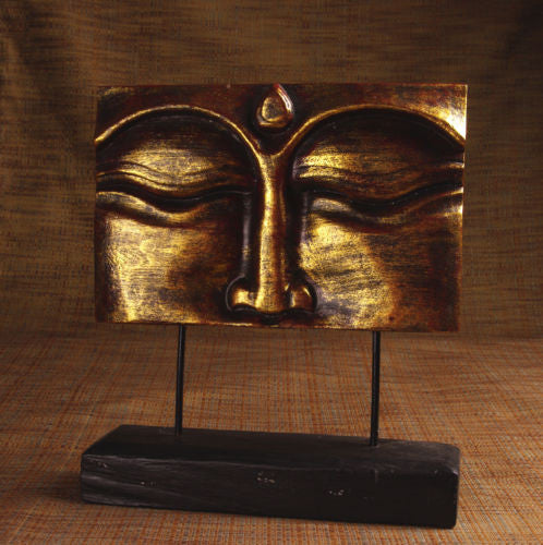 Buddha Panel On Stand Red Gold Finish WP023 - Turmeric Art