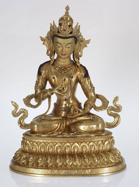 Gold 24K Layered With Precious Stones Bodhisatva Vajrastava Sculpture - Turmeric Art - 1