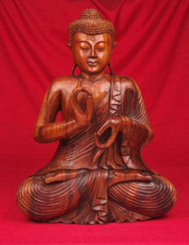 Buddha Sitting in Teak MK016 -T - Turmeric Art