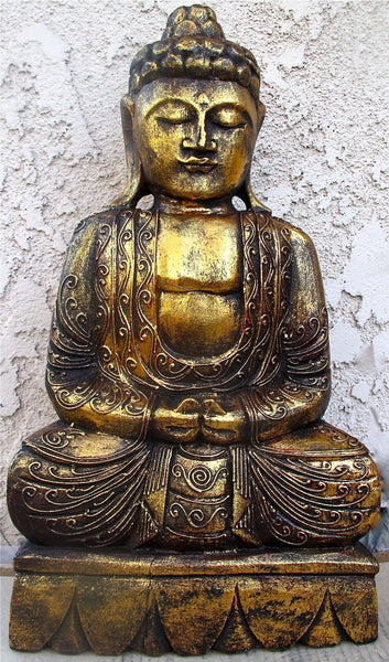 Wood Carving Thai Budda Statue WP WC086B - Turmeric Art