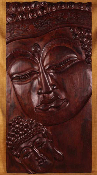Buddha Two Head Vertical Panel WP006 - Turmeric Art