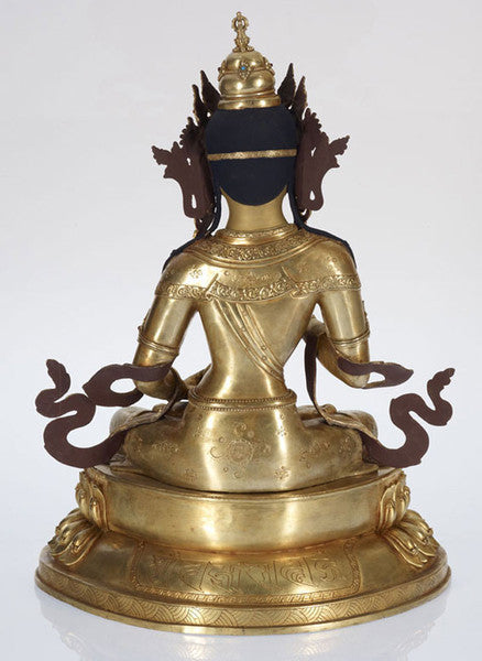 Gold 24K Layered With Precious Stones Bodhisatva Vajrastava Sculpture - Turmeric Art - 2